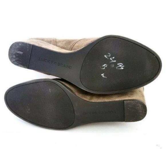 Lucky Brand Seleste Lace Up Wedge Booties Ankle Boots Sz 11 Taupe Brindle 41 EU - Picture 8 of 10